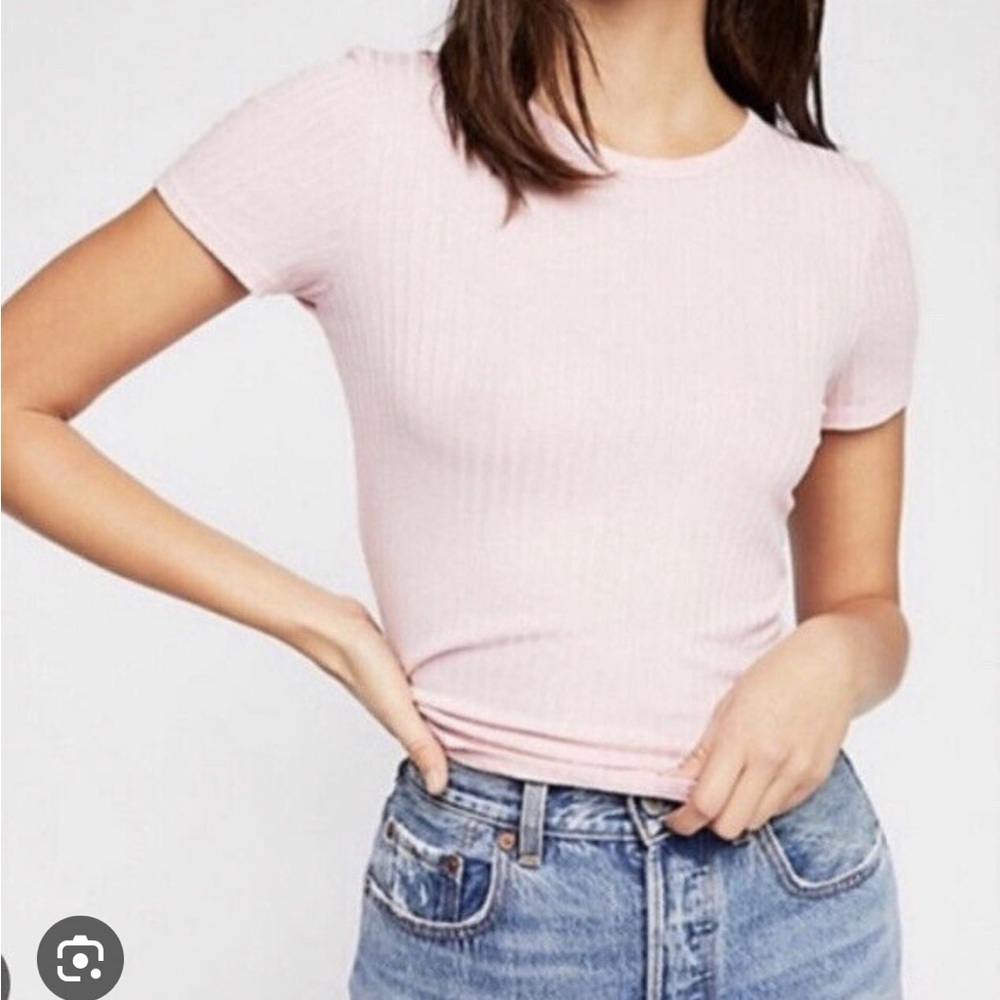 Anthropologie Cloth & Stone Pink Ribbed Tee T-shirt